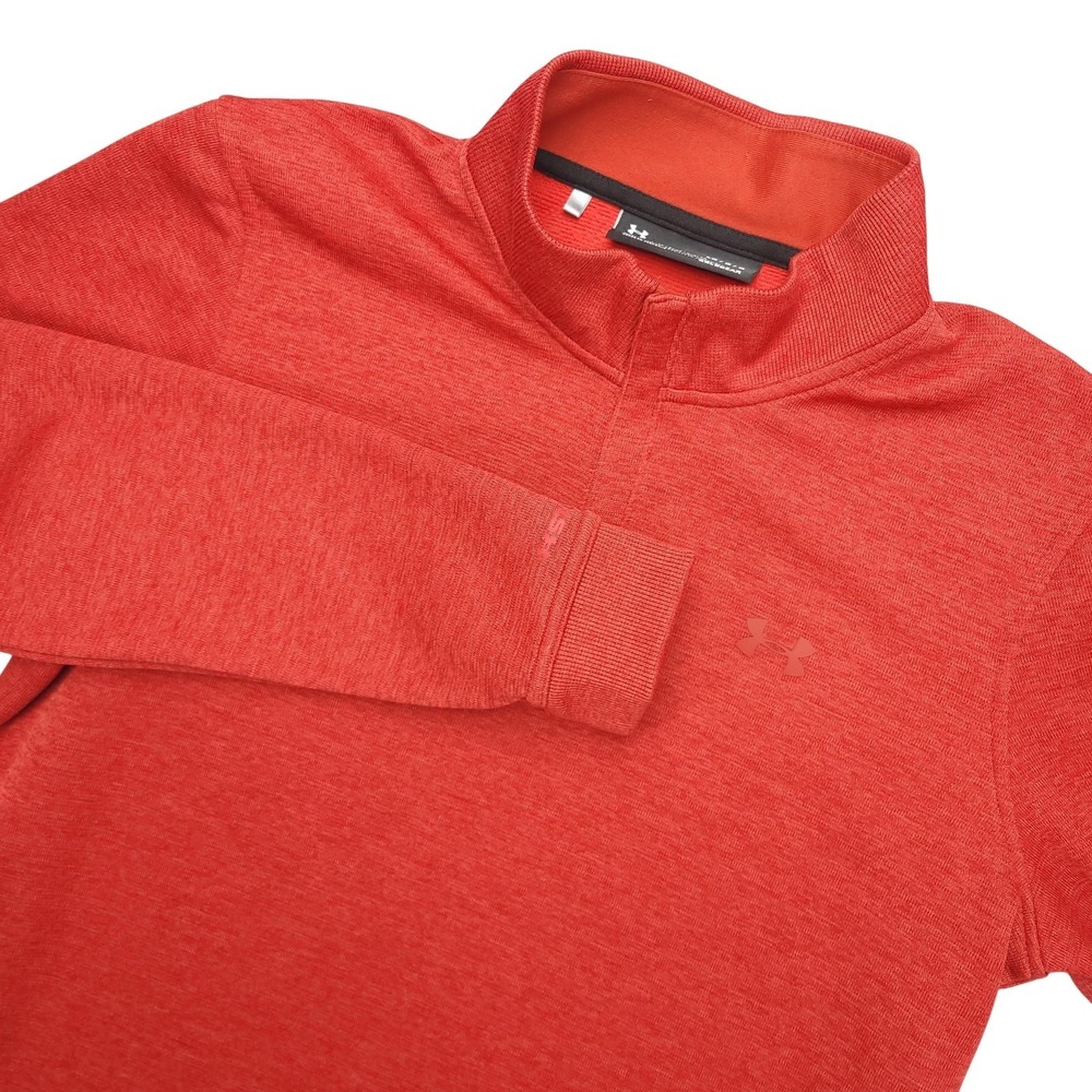 Under Armour ColdGear Storm Pullover Mens Large Red 1/4 Zip Fleece Long Sleeve